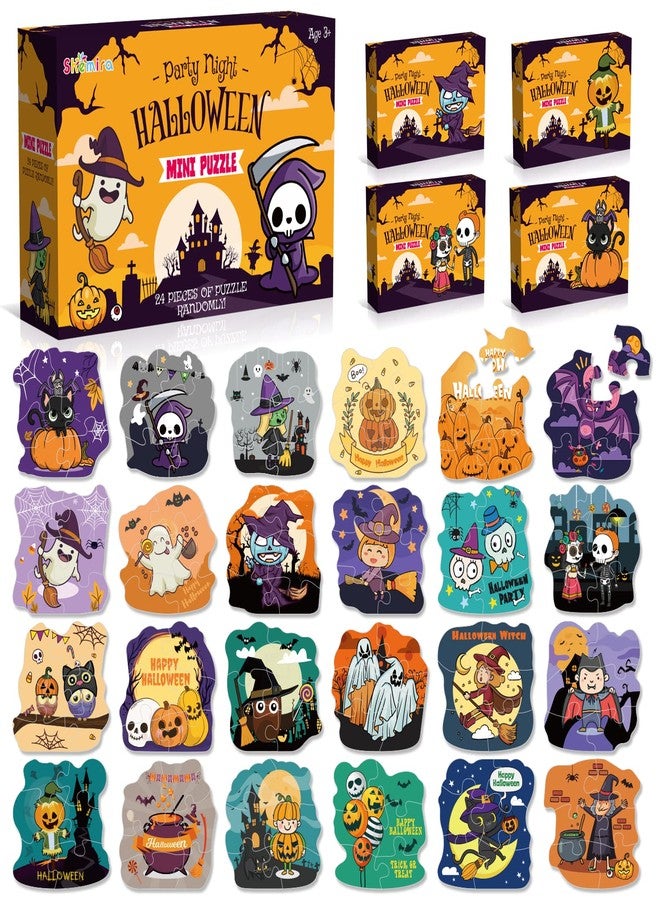 Shemira Halloween Party Favor for Kids, 24 Pack Jigsaw Puzzles in Halloween Theme Designs for Trick or Treating, Halloween Goodie Bag Filler,Miniatures Novelty Toy, School Classroom Reward - Image 1